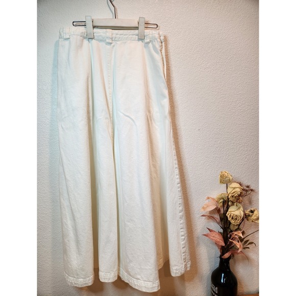 Free People Ivory 100% Cotton Side Button Maxi Skirt Size 6 Boho country white - Picture 2 of 7